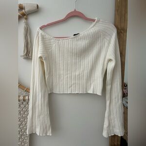 Princess Polly Cream/Ivory Ribbed Knit Top